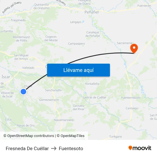 Fresneda De Cuéllar to Fuentesoto map
