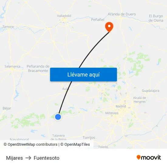 Mijares to Fuentesoto map