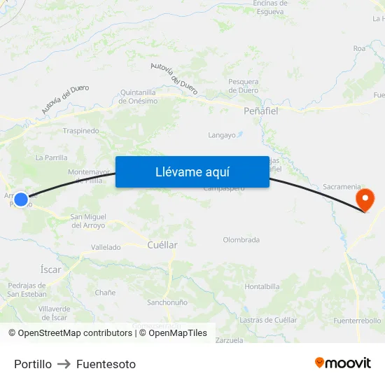 Portillo to Fuentesoto map