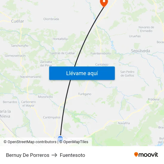 Bernuy De Porreros to Fuentesoto map