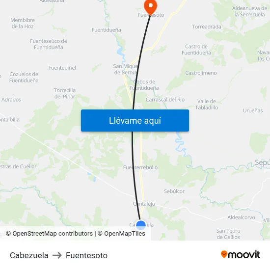 Cabezuela to Fuentesoto map