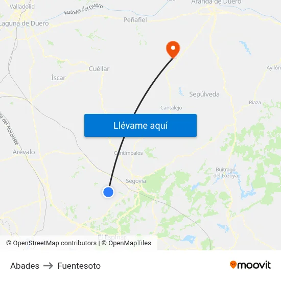 Abades to Fuentesoto map
