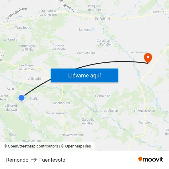 Remondo to Fuentesoto map