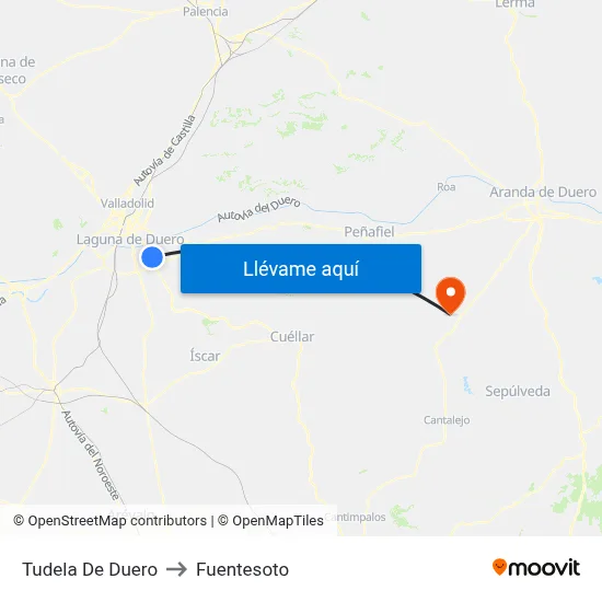 Tudela De Duero to Fuentesoto map