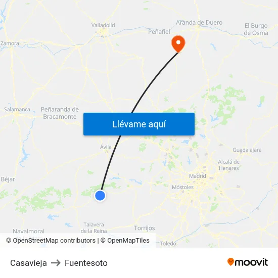 Casavieja to Fuentesoto map