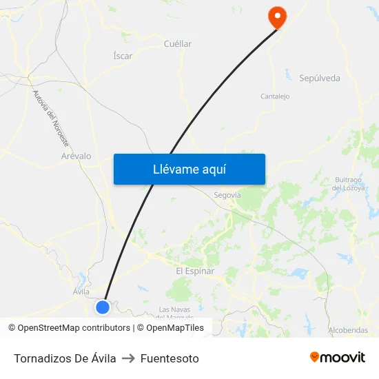 Tornadizos De Ávila to Fuentesoto map