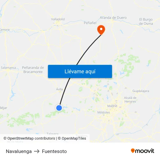 Navaluenga to Fuentesoto map