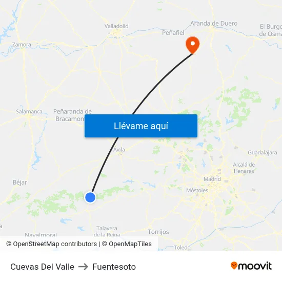 Cuevas Del Valle to Fuentesoto map