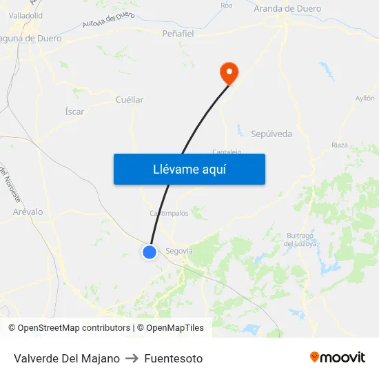 Valverde Del Majano to Fuentesoto map