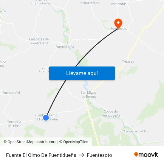 Fuente El Olmo De Fuentidueña to Fuentesoto map