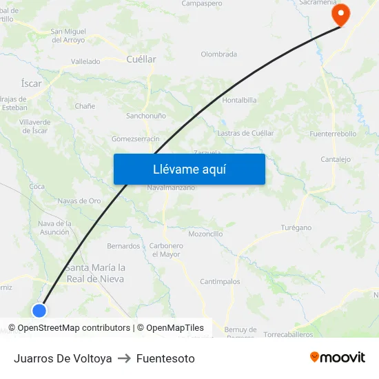 Juarros De Voltoya to Fuentesoto map