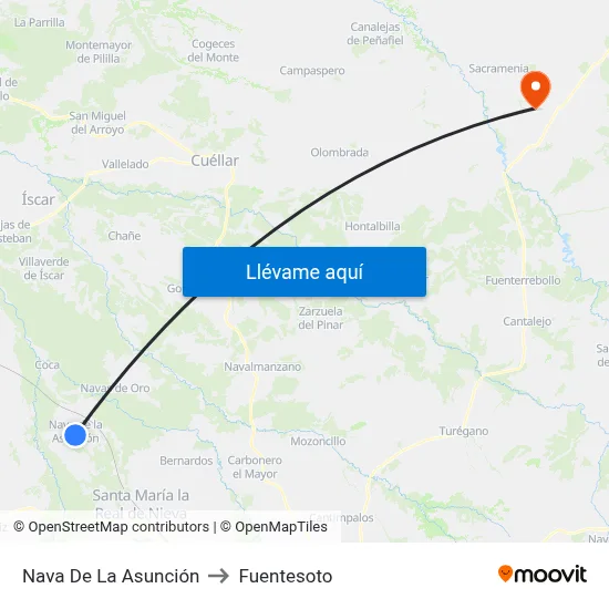 Nava De La Asunción to Fuentesoto map