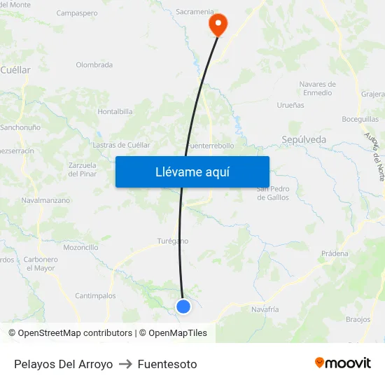 Pelayos Del Arroyo to Fuentesoto map