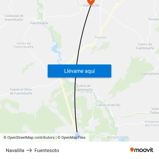 Navalilla to Fuentesoto map