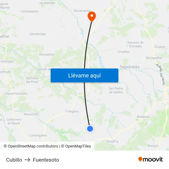 Cubillo to Fuentesoto map