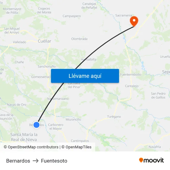 Bernardos to Fuentesoto map