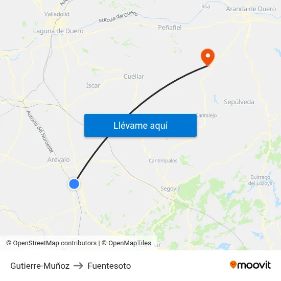 Gutierre-Muñoz to Fuentesoto map