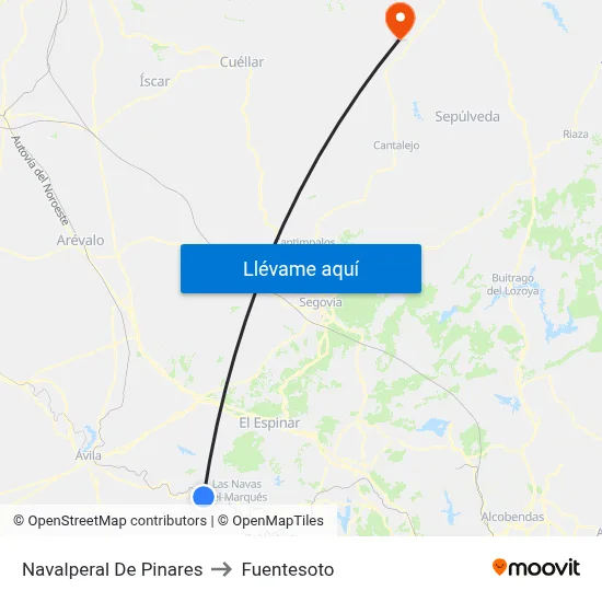Navalperal De Pinares to Fuentesoto map
