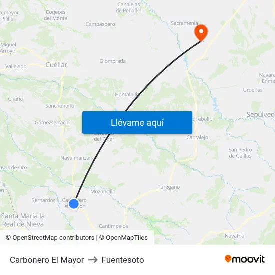 Carbonero El Mayor to Fuentesoto map