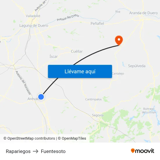 Rapariegos to Fuentesoto map