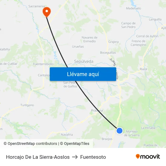 Horcajo De La Sierra-Aoslos to Fuentesoto map