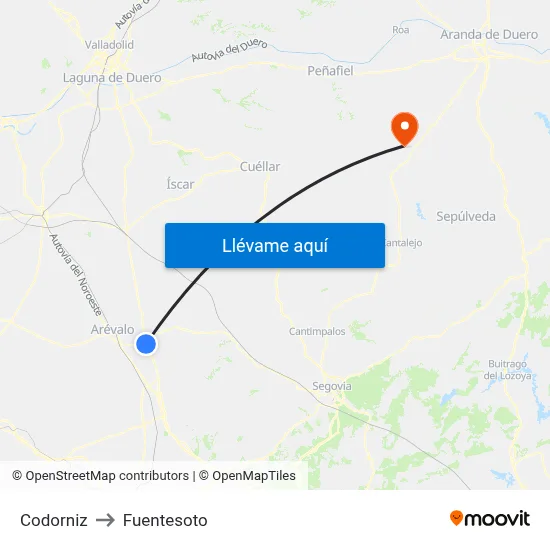 Codorniz to Fuentesoto map