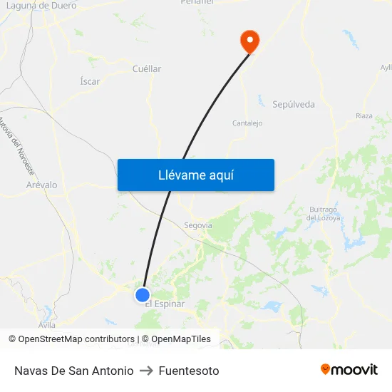Navas De San Antonio to Fuentesoto map