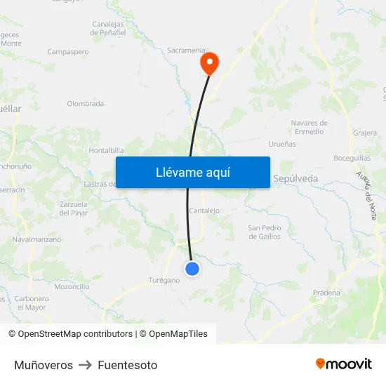 Muñoveros to Fuentesoto map