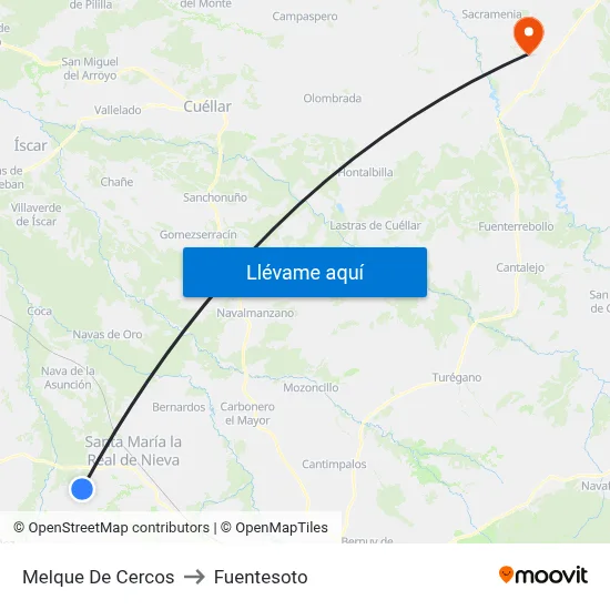 Melque De Cercos to Fuentesoto map