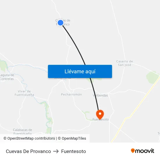 Cuevas De Provanco to Fuentesoto map