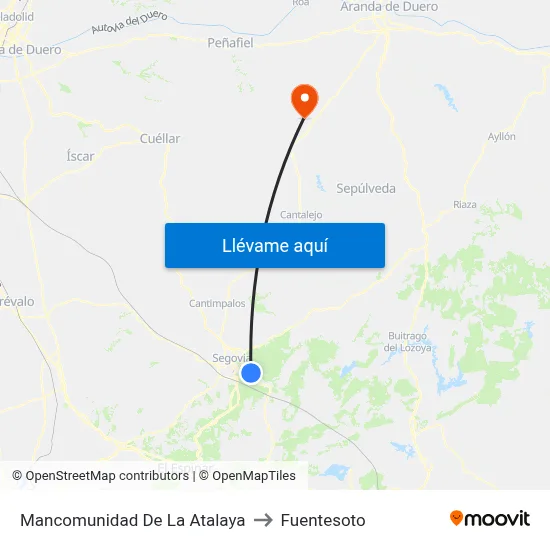Mancomunidad De La Atalaya to Fuentesoto map