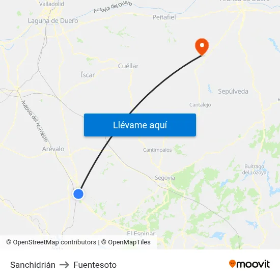 Sanchidrián to Fuentesoto map