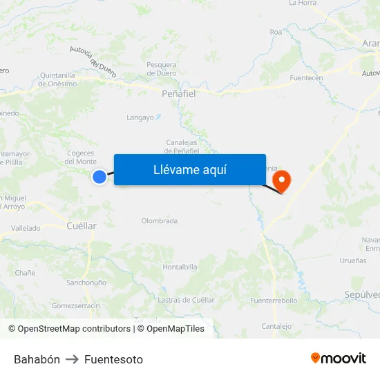 Bahabón to Fuentesoto map