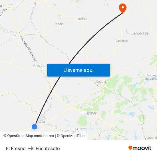 El Fresno to Fuentesoto map
