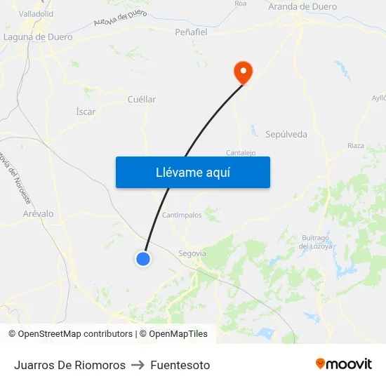 Juarros De Riomoros to Fuentesoto map