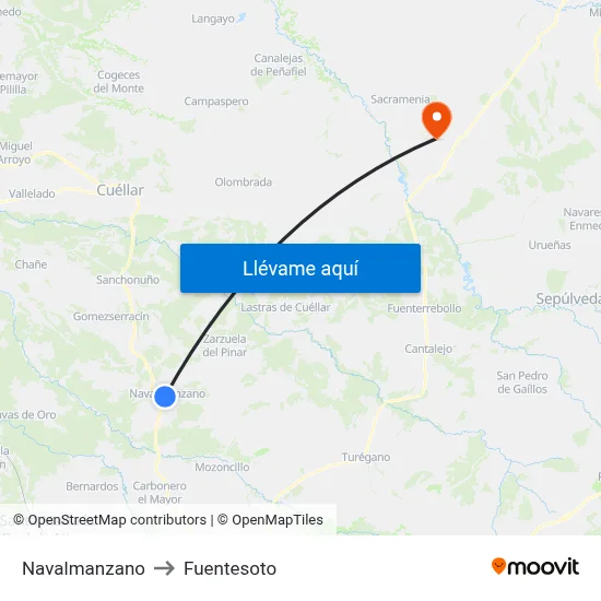 Navalmanzano to Fuentesoto map