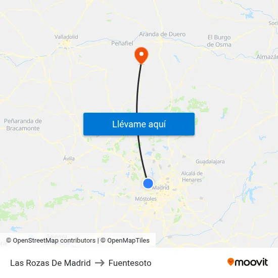 Las Rozas De Madrid to Fuentesoto map