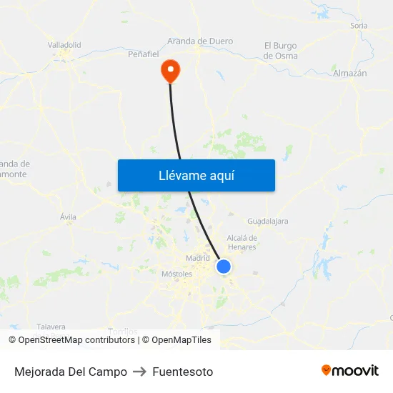 Mejorada Del Campo to Fuentesoto map