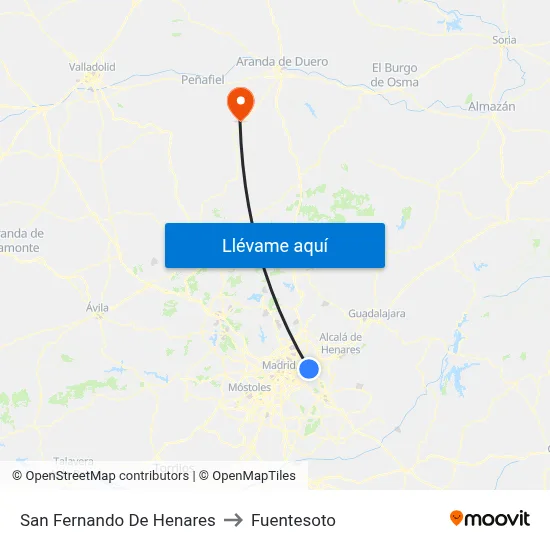 San Fernando De Henares to Fuentesoto map