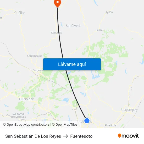 San Sebastián De Los Reyes to Fuentesoto map