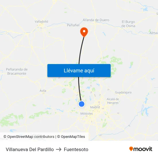 Villanueva Del Pardillo to Fuentesoto map