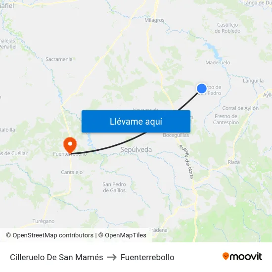 Cilleruelo De San Mamés to Fuenterrebollo map