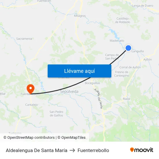 Aldealengua De Santa María to Fuenterrebollo map