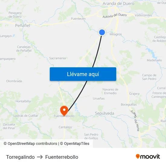 Torregalindo to Fuenterrebollo map