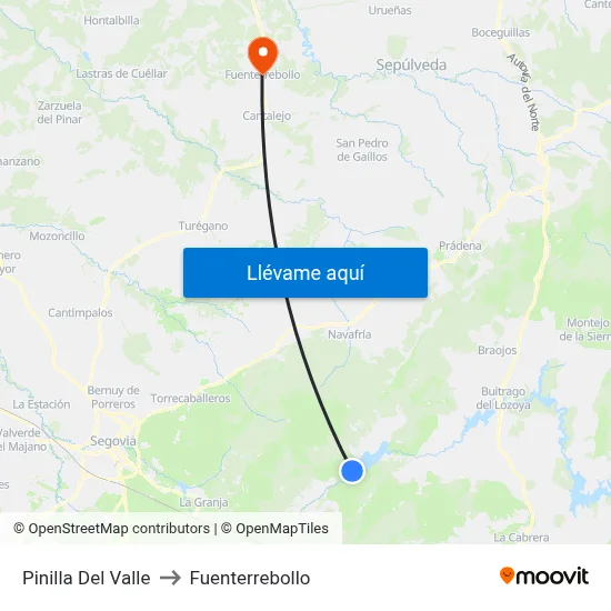 Pinilla Del Valle to Fuenterrebollo map