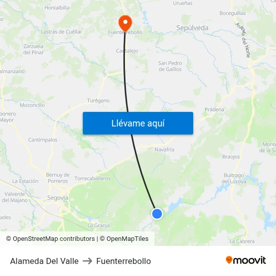 Alameda Del Valle to Fuenterrebollo map