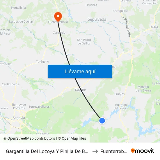 Gargantilla Del Lozoya Y Pinilla De Buitrago to Fuenterrebollo map