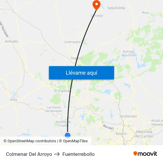 Colmenar Del Arroyo to Fuenterrebollo map