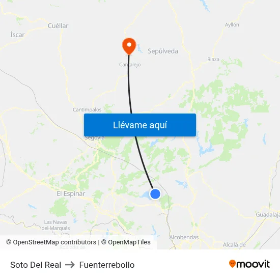 Soto Del Real to Fuenterrebollo map