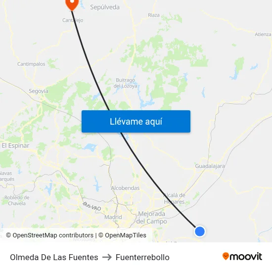 Olmeda De Las Fuentes to Fuenterrebollo map